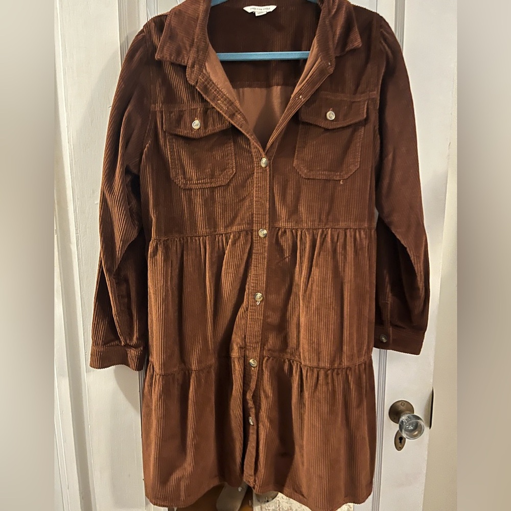 Brown Corduroy Women's Dress